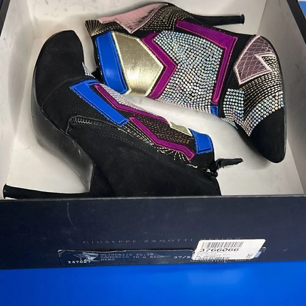 Giuseppe Zanotti Crystals Patchwork Ankle Boots